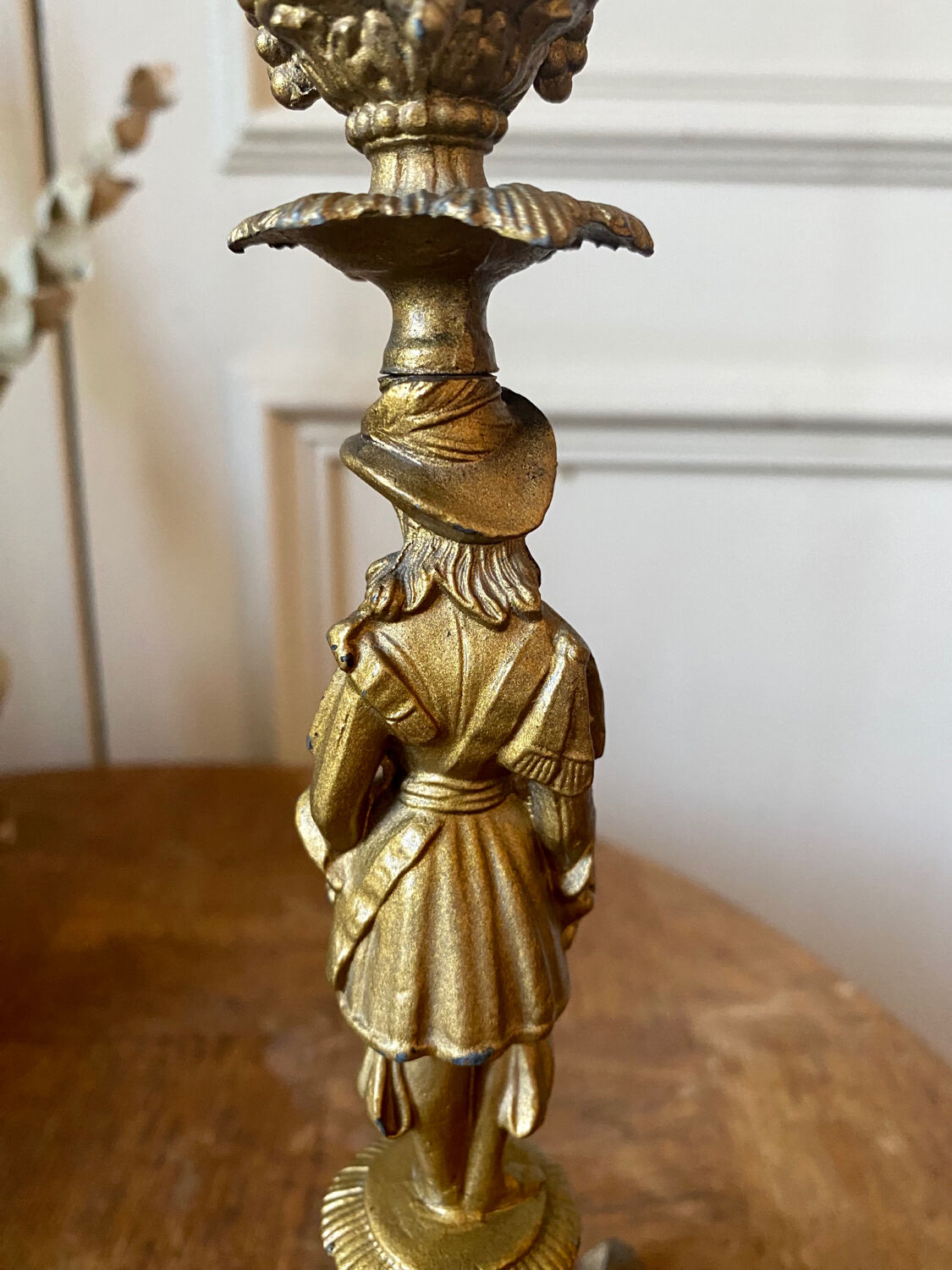 Late 19th century spelter candle holder