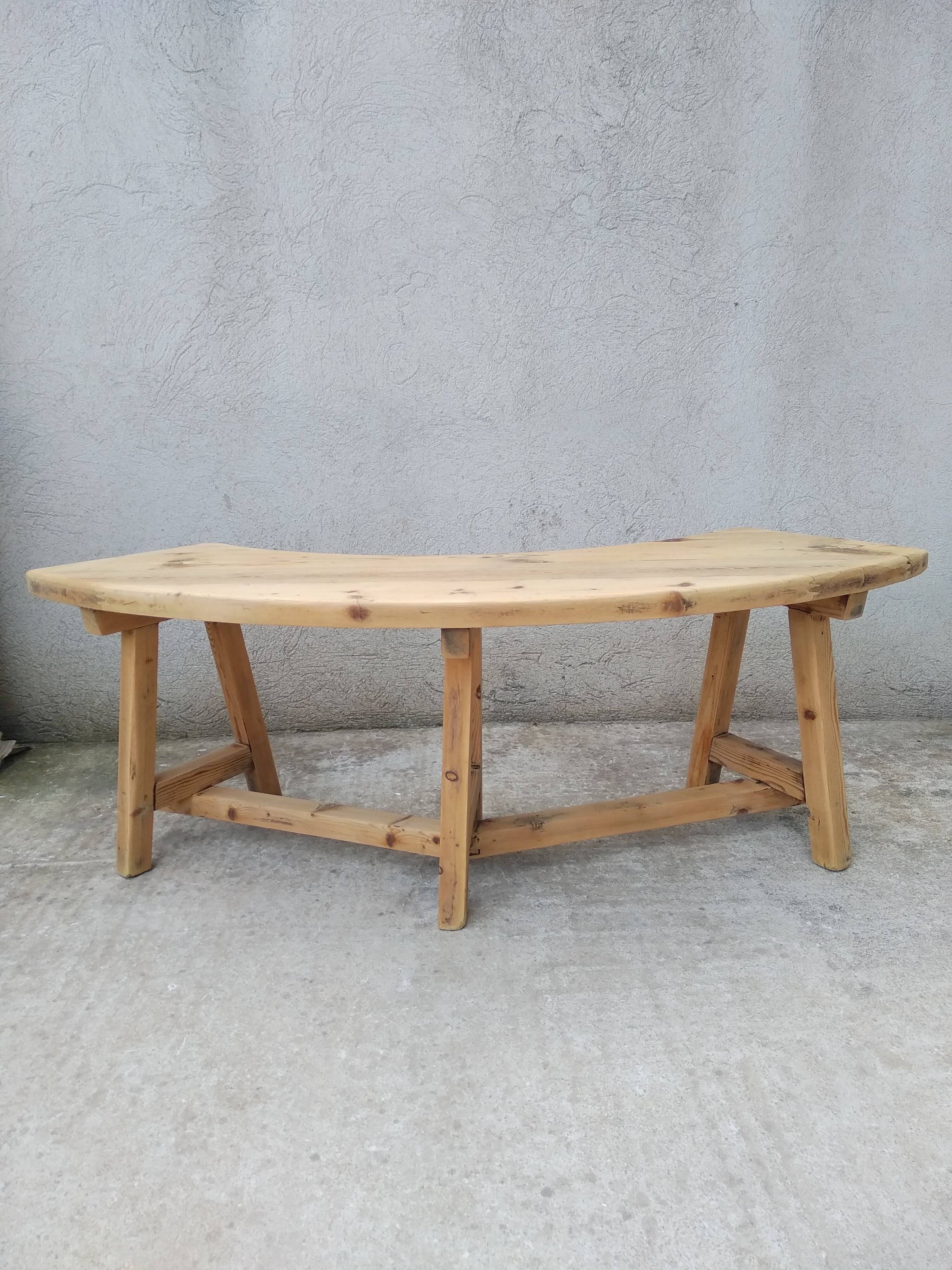 Vintage Curved Pine Bench