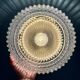 Vintage globe wall or ceiling light in molded diamond-point glass