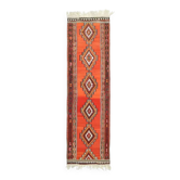 Tapis coureur vintage turc en laine et coton noué à la main des années 1970, 92x320.