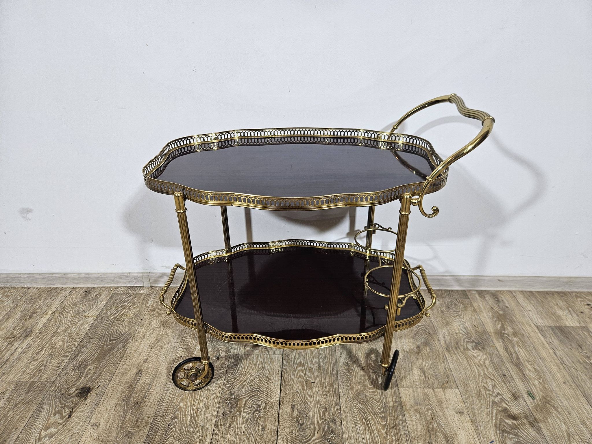 Luxurious bar cart, Maison Jansen, Hollywood Regency, France, 1950s/70s.