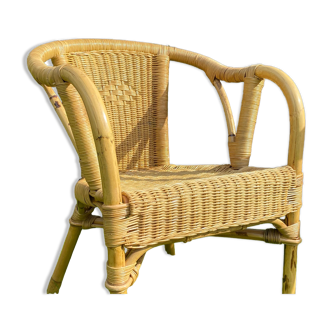 Vintage rattan and wicker armchair