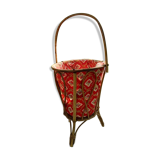 Red sewing cart of the 60s in wicker
