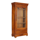 Armoire ancienne Louis-Philippe en noyer et verre, France, XIXe siècle