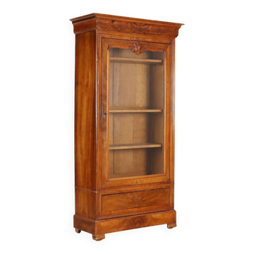 Armoire ancienne Louis-Philippe en noyer et verre, France, XIXe siècle