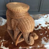 Wicker elephant side table