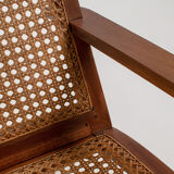 pair of french mahogany and cane armchairs, 1950s