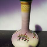 Ancient ceramic vase enamels decor flowers made in italy vintage