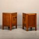 Art Deco Amsterdam School Nightstands pair in oak and glass, 1930s Netherla