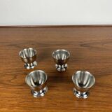 Set of 4 stainless steel egg cups, 1970