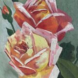 Oil on canvas, bouquet of roses, signed and dated