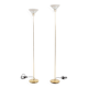Pair of Italian golden floor lamps with glass shade, 1970’s