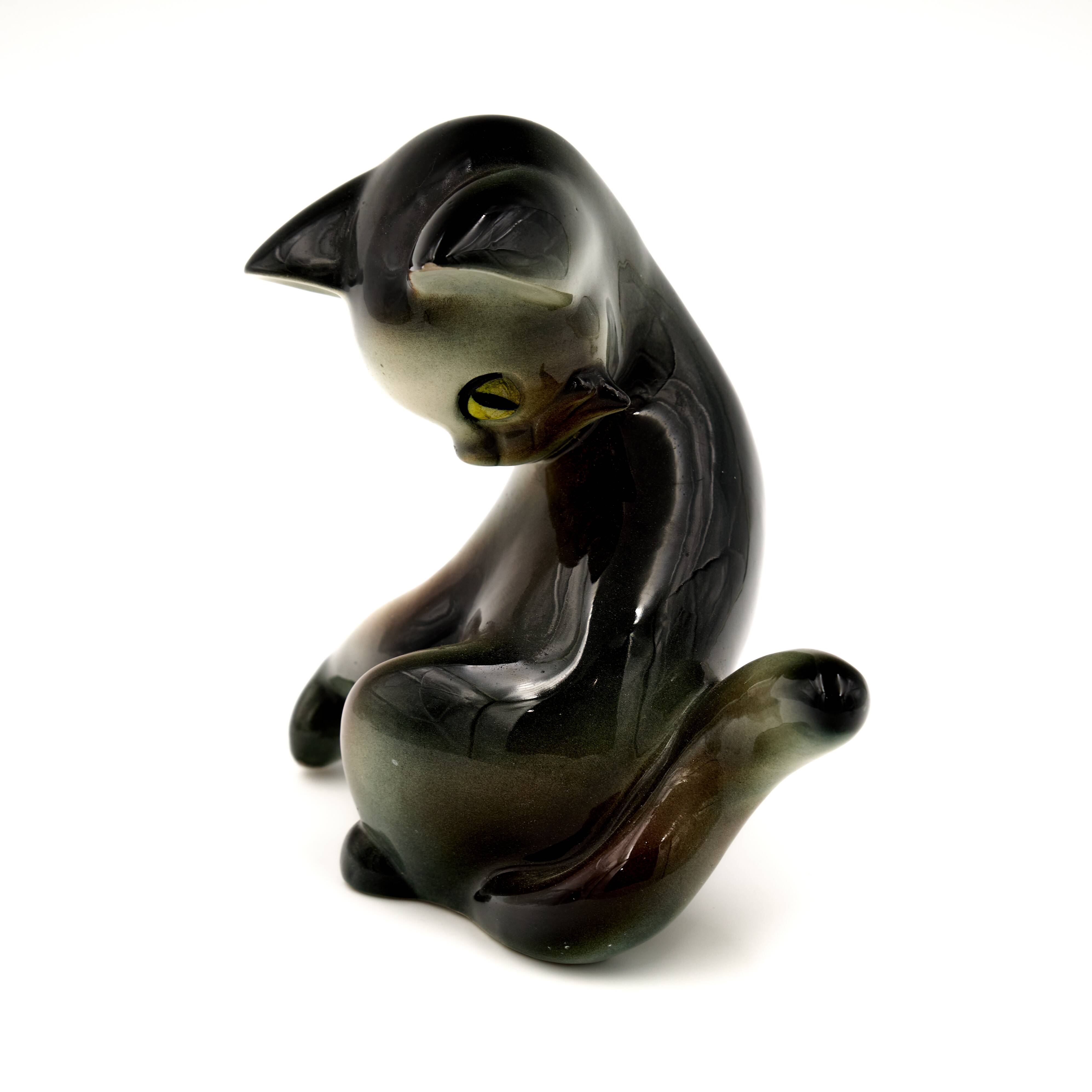 Vintage Jichokera Bechyně Cat Figure, 1960s