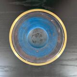 Photophore en verre bleu et laiton