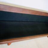 Vintage danish mid-century 3 person brown leather sofa by illum wikkelsø model v11