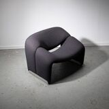 Artifort Groovy model F598 chair by Pierre Paulin upholstered with charcoal bouclé