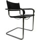 Set of 4 bauhaus cantilever chairs black leather and chrome design