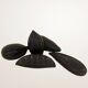 Set of decorative fruits in carved blackened wood.