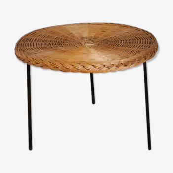 Table basse en osier des années 50