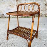 Bamboo and rattan side table, Italy, circa 1960s