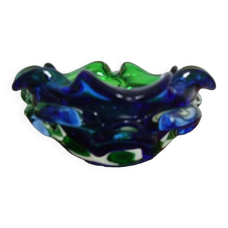 Cendrier ou vide poche en verre de murano bleu cobalt et vert