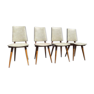 Set of 4 chairs 1950 skaï coating