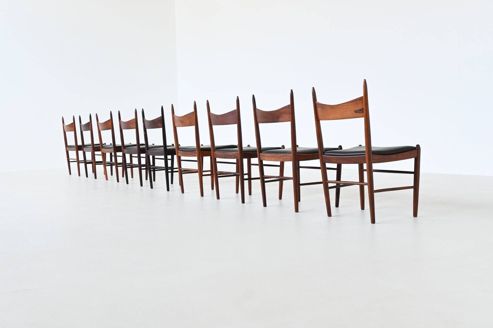 H. Vestervig Eriksen set of nine dining chairs rosewood Tromborg Denmark 1960
