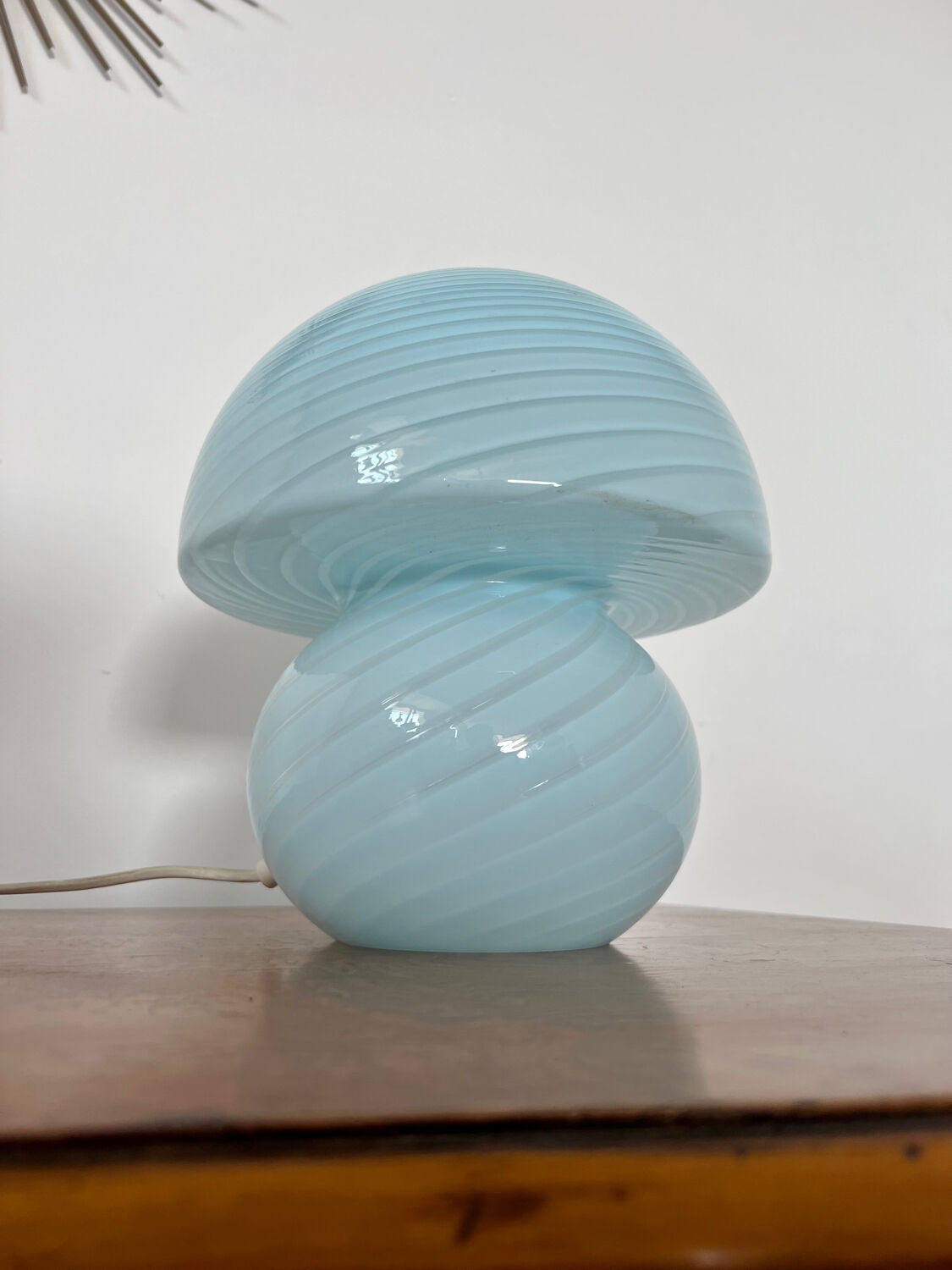 Ancienne Lampe champignon vintage en verre tourbillon Vetri Murano années 60