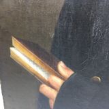 Signed painting, portrait of a gentleman with a book and an earring: 19th century
