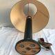 Ancienne lampe colonne cuir vert & laiton
