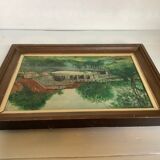 Watermill painting oil on canvas signed