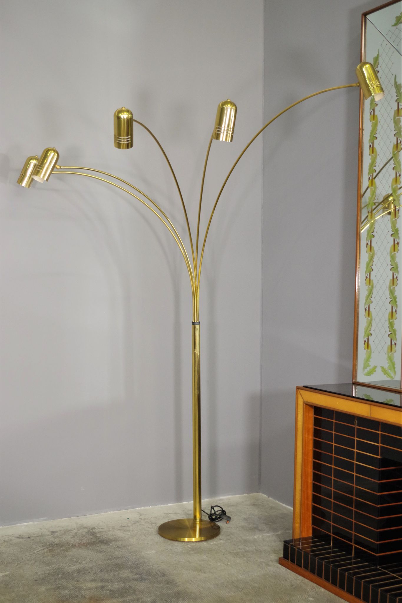 Brass floor chandelier, 70s