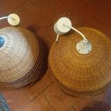 Rattan chandelier duo