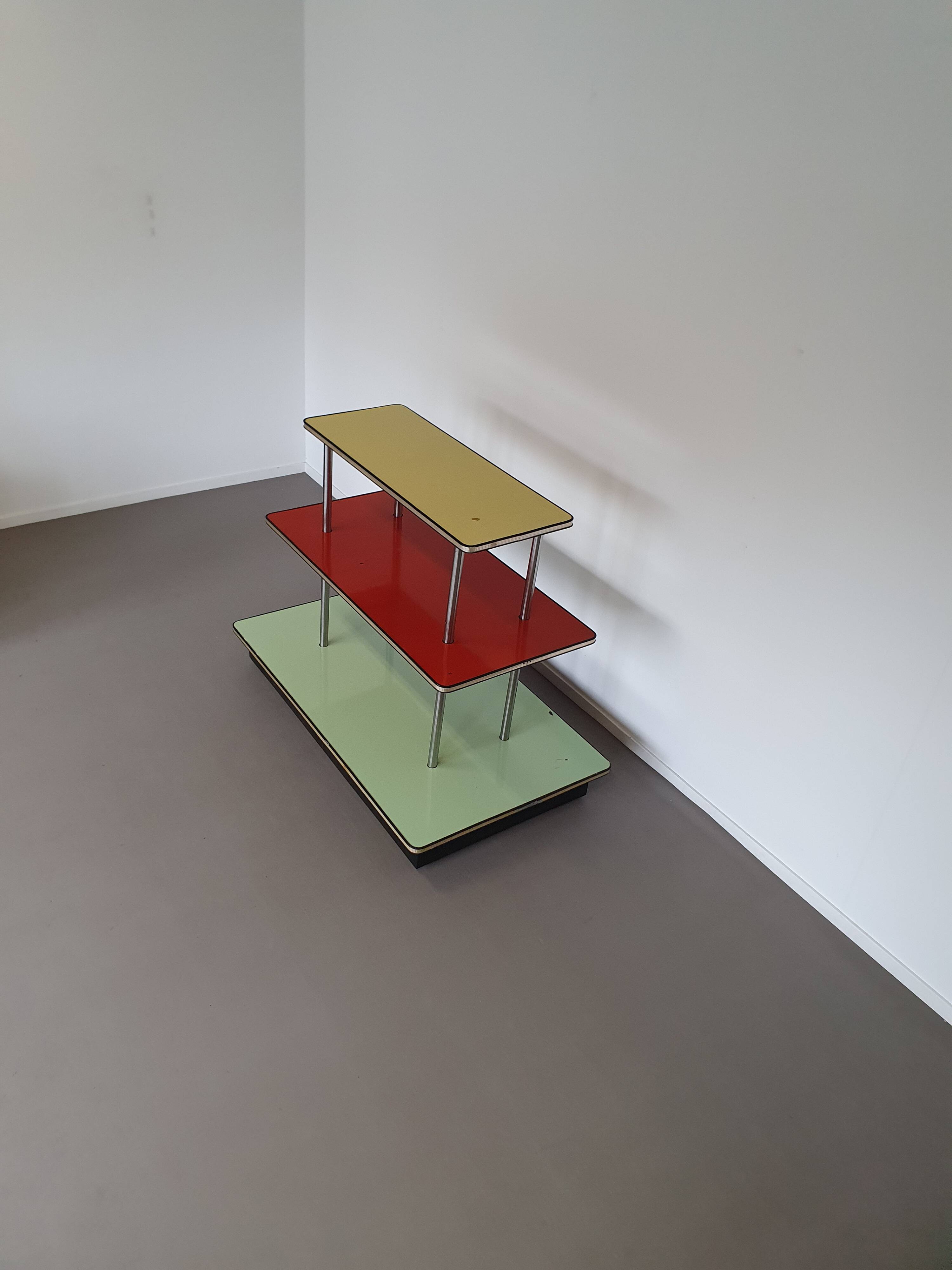 Store of trade French design enamelled table 1960 Old trade display 3 trays by Aubeco.