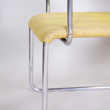 Yellow Bauhaus armchairs made in 1930s Czechia. Non restored chrome and fabric.