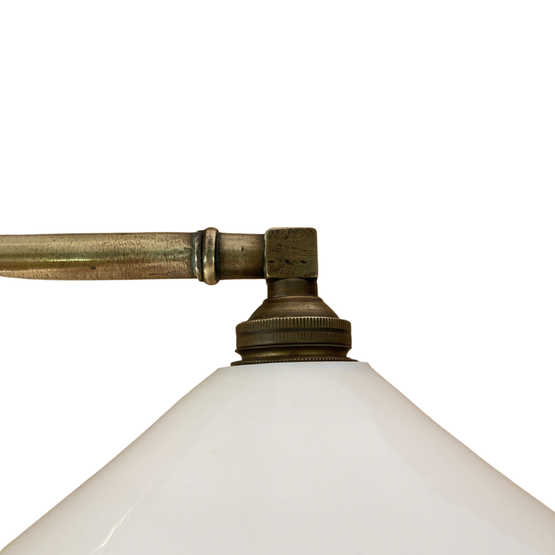 Brass and opaline art deco swing swivel wall lamp