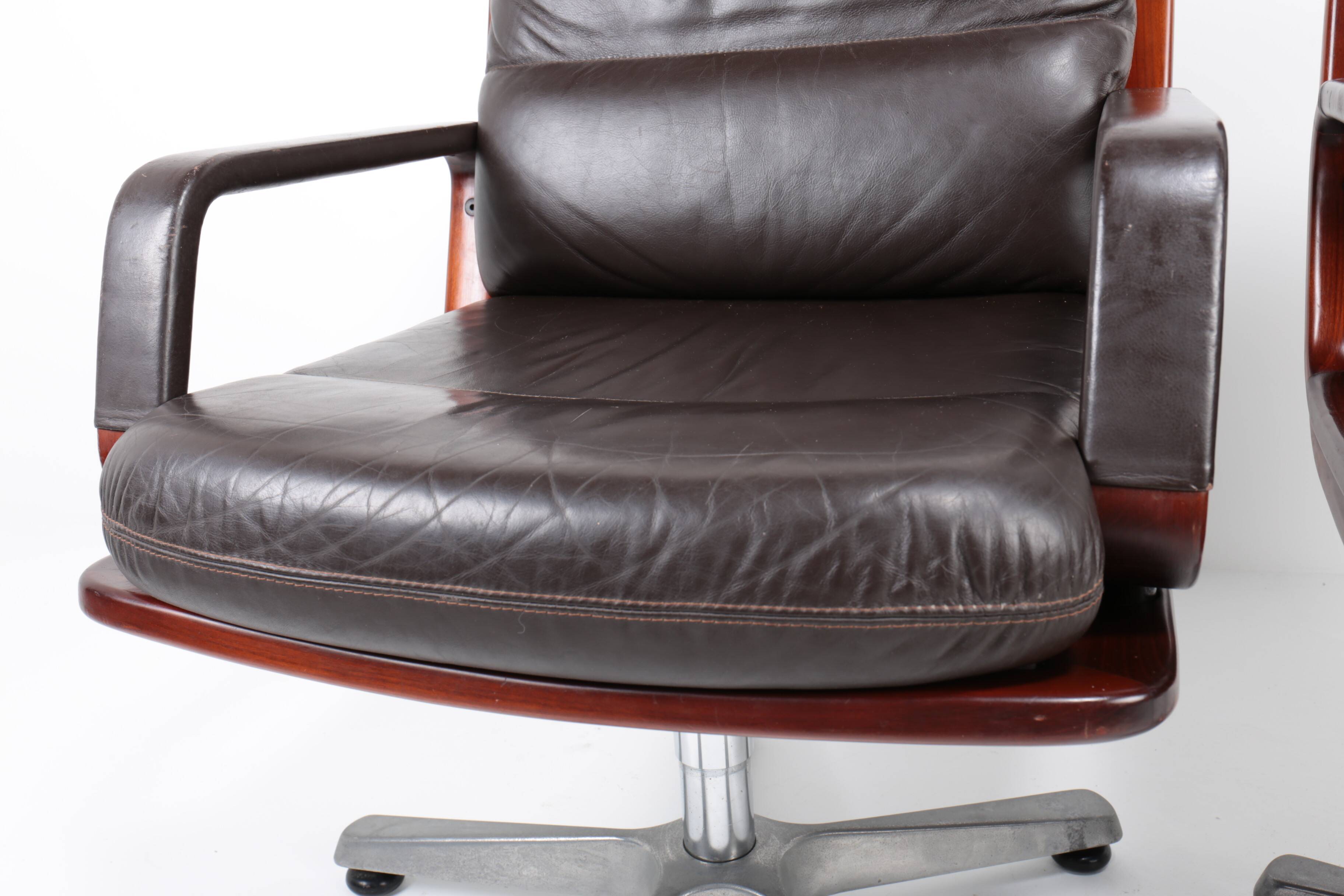 Pair of leather visitor armchairs by Eugen Schmidt