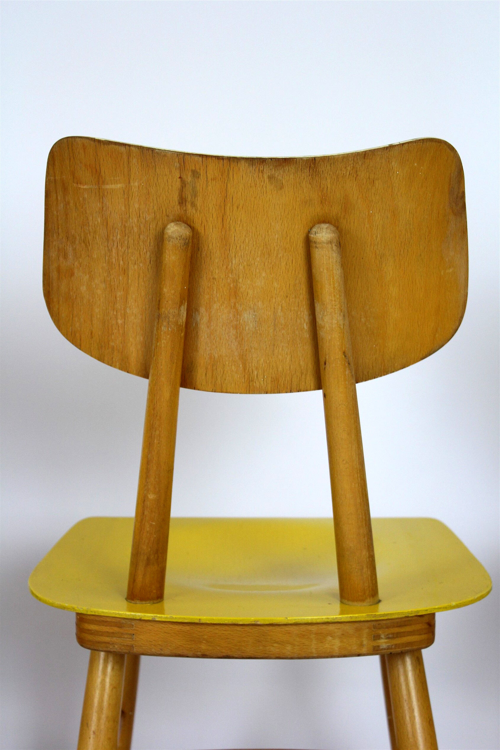 Set of 4 vintage wooden dining chairs from Ton 1960s