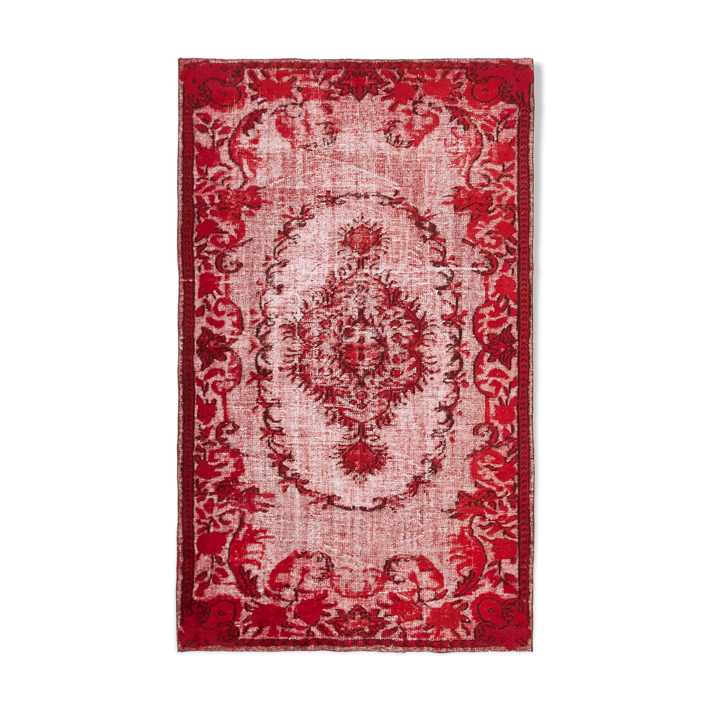 Handmade unique anatolian 1980s 168 cm x 277 cm red rug