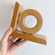 Vintage wooden bookends in Bauhaus mid-century minimalist style.