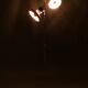 Red and black Aluminor floor lamp with two lights from the 1960s.