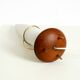 Large 1950s table lamp made of brass and teak, with a frosted glass shade