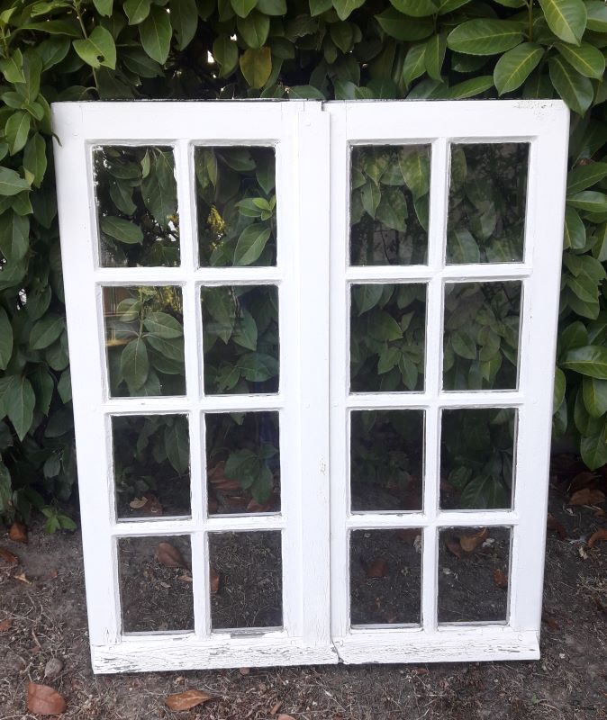 Oak window H96,8xL80,5cm old small tiles