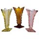 Art Deco Pink, Yellow and Orange Glass Vases, Bohemia, Set of 3