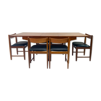 Ensemble de salle à manger danois du milieu du siècle des années 1960 avec table extensible et 6 chaises de salle à manger
