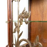 Art Nouveau Display Case, Bronzes and Carved Wood on a Lake Theme, 1900