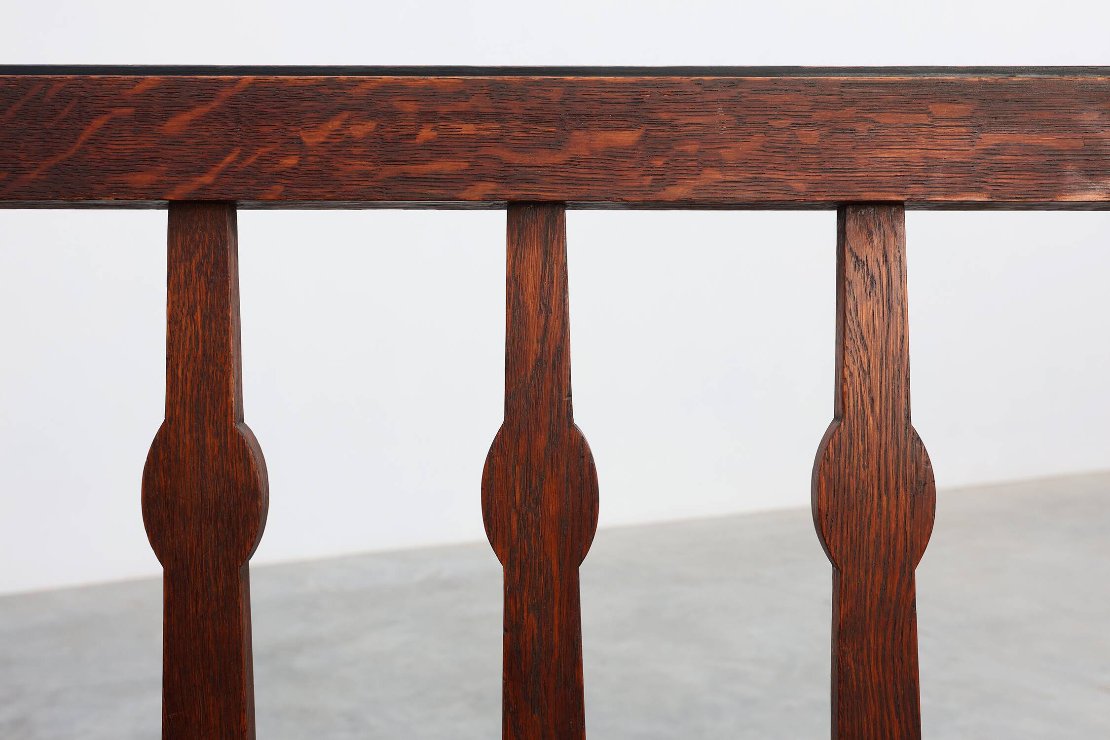 Modernist Art Deco bench with lift-top storage seat in solid oak, Belgium