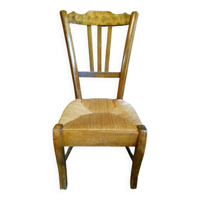 Chaise paillée basse en frêne