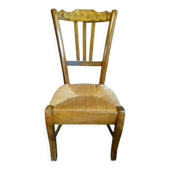 Chaise paillée basse en frêne