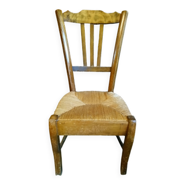 Chaise paillée basse en frêne